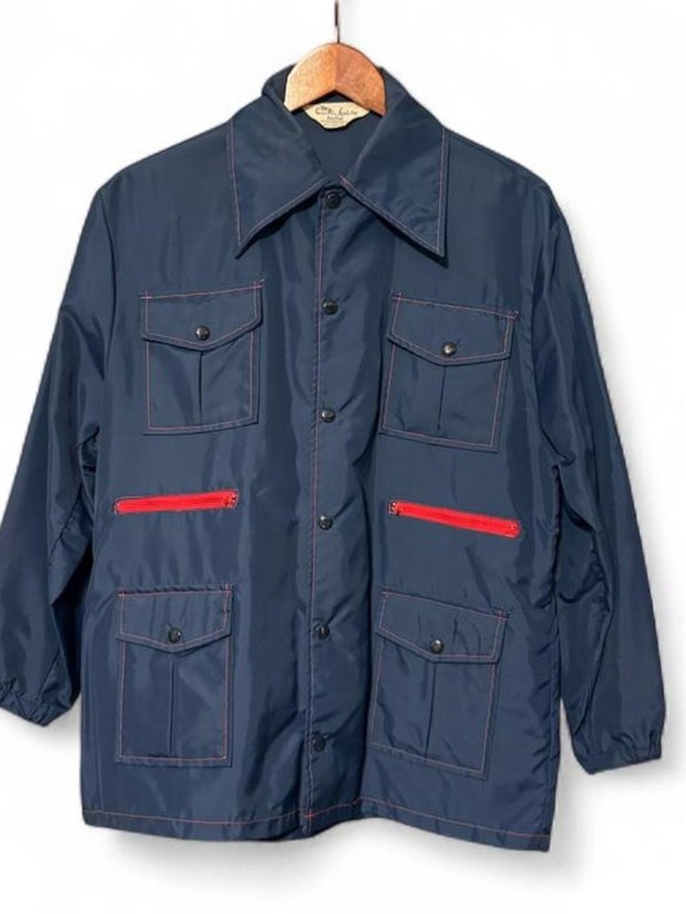 Vintage Navy Blue and Red Utility Jacket 1970s size small